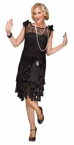 Black Flirty Flapper Womens Costume