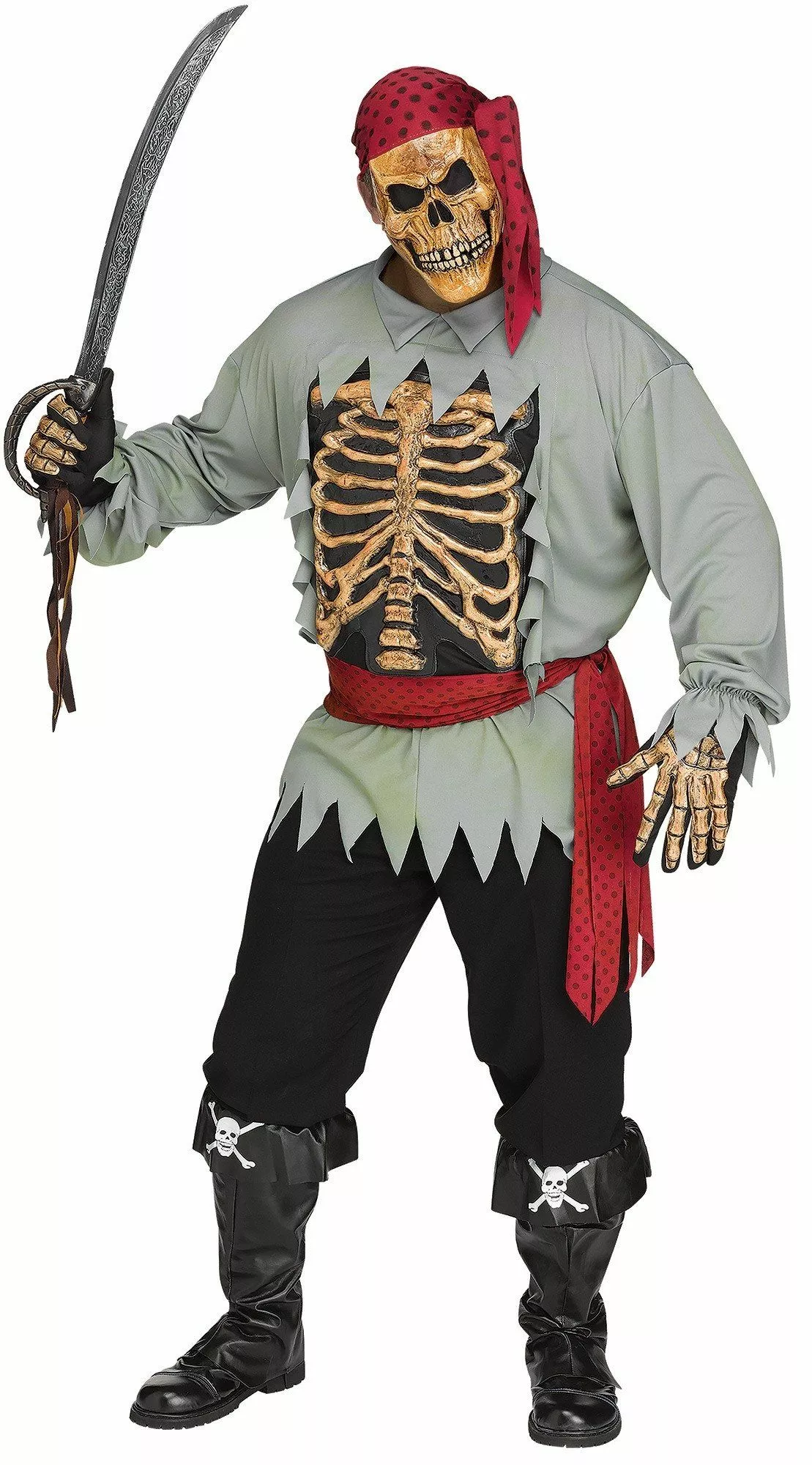 Skeleton Pirate Mens Halloween Costume 5 Skeleton Pirate Mens Halloween Costume - Image 3
