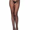 Leg Avenue Black Crotchless Pantyhose Plus Size Stockings
