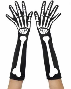 Black Skeleton Bone Halloween Gloves