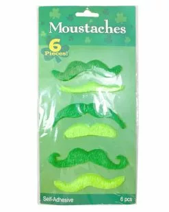 6pcs Green St Patricks Moustache