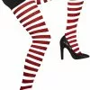 Opaque Red And White Striped Tights -Men's Costumes Sales 42736 a1