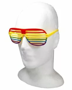 Mardi Gras Rainbow Slatted Glasses