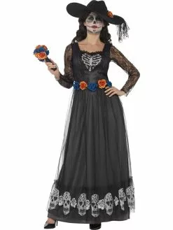 Black Day Of Dead Skeleton Bride Womens Costume