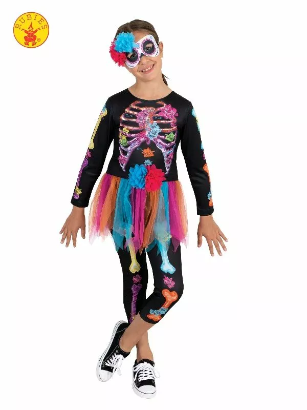 Skeleton Girl Neon Girls Costume 3 Skeleton Girl Neon Girls Costume