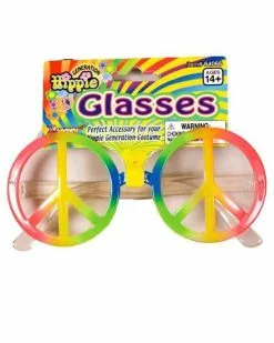 Hippie Rainbow Peace Sign Costume Glasses