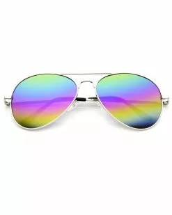 Mardi Gras Rainbow Aviator Reflective Glasses