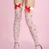 Queen Of Hearts Costume White Stockings Red Ribbon -Men's Costumes Sales 7933 white
