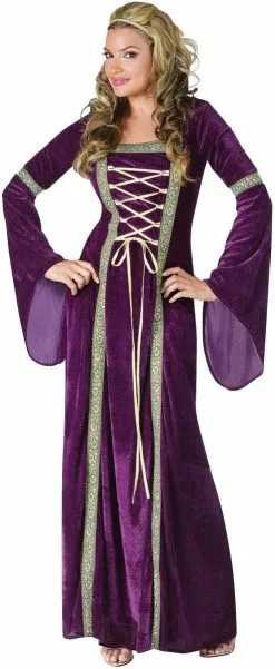 Renaissance Lady Medieval Purple Velvet Gown Womens Costume