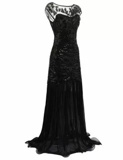 Black Evening Long Dress Gatsby Womens Costume -Men's Costumes Sales black flapper long dress costume