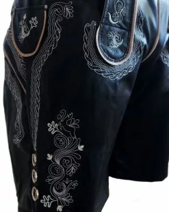 Black Faux Leather Lederhosen Oktoberfest Mens Costume