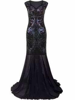 1920s Evening Long Dress Gatsby Womens Costume -Men's Costumes Sales black long prom flapper gatsby dress