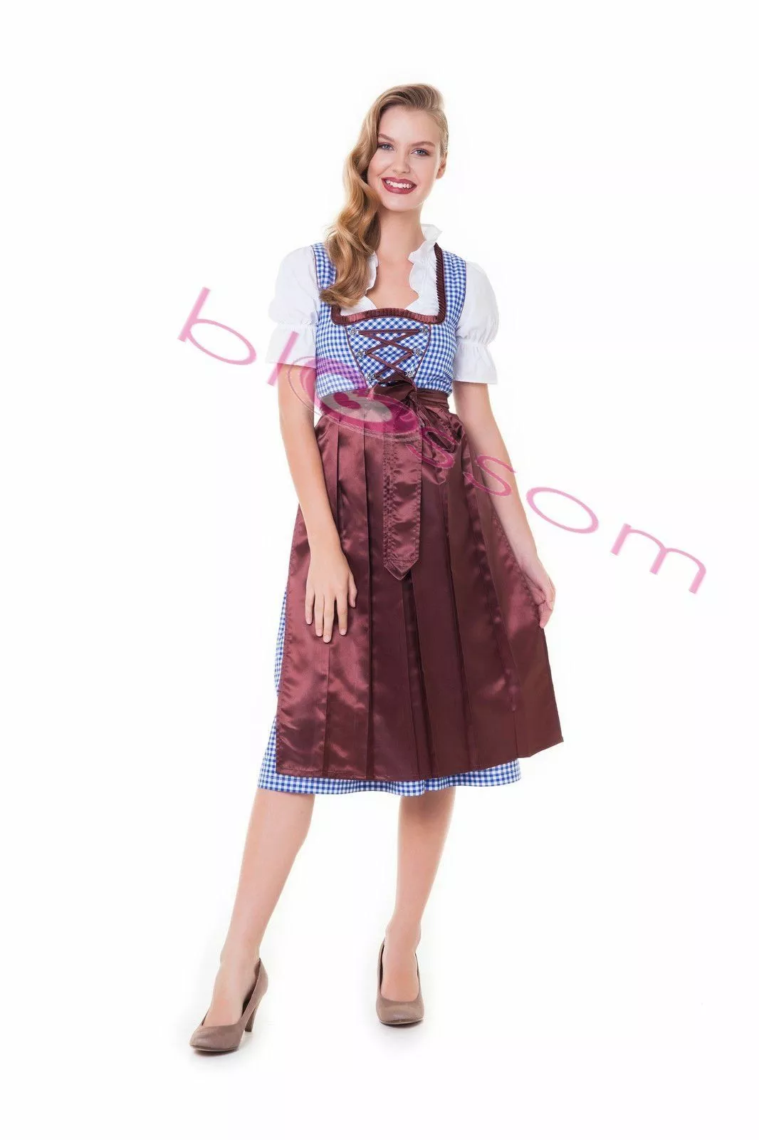 Brown Blue Midi Beer Oktoberfest Womens Costume 3 Brown Blue Midi Beer Oktoberfest Womens Costume