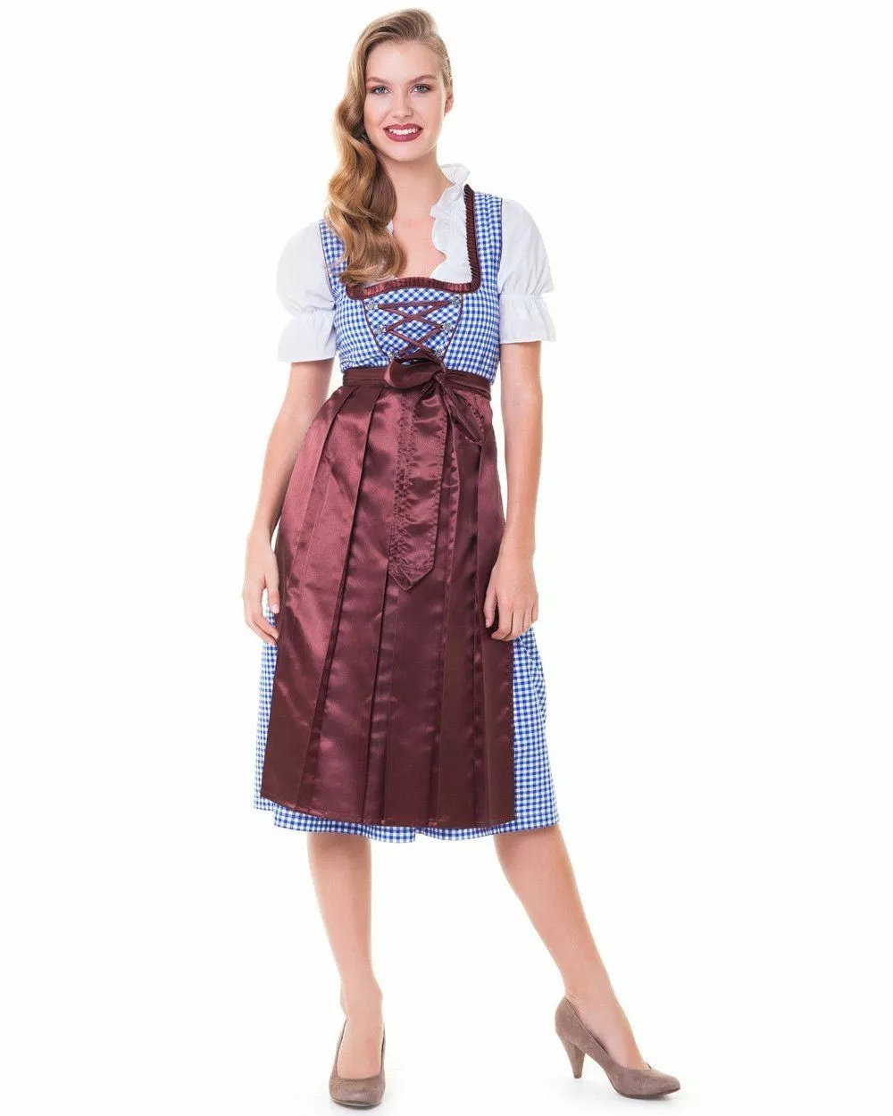 Brown Blue Midi Beer Oktoberfest Womens Costume 5 Brown Blue Midi Beer Oktoberfest Womens Costume - Image 3