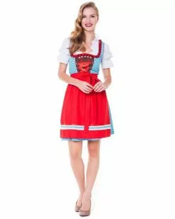 Pretty Red Blue Beer Oktoberfest Womens Costume