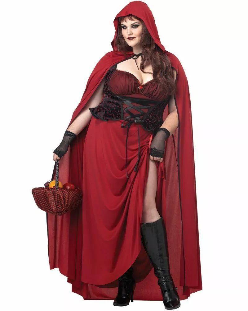 Dark Red Little Riding Hood Gothic Womens Plus Costume 3 Dark Red Little Riding Hood Gothic Womens Plus Costume