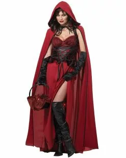Dark Red Little Riding Hood Gothic Womens Costume -Men's Costumes Sales dark red riding hood womens costume
