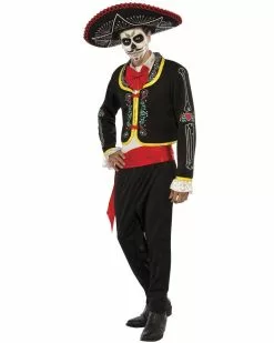 Day Of Dead Senior Halloween Mens Costume + Sombrero
