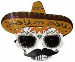 Day Of The Dead Glasses With Moustache
