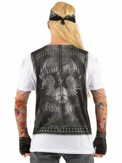 Faux Real Biker Tattoo Long Sleeve Top 6 Faux Real Biker Tattoo Long Sleeve Top -Men's Costumes Sales f113261lb