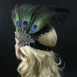 Peacock Gatsby Flapper Headband -Men's Costumes Sales gatsby headband peacock 02