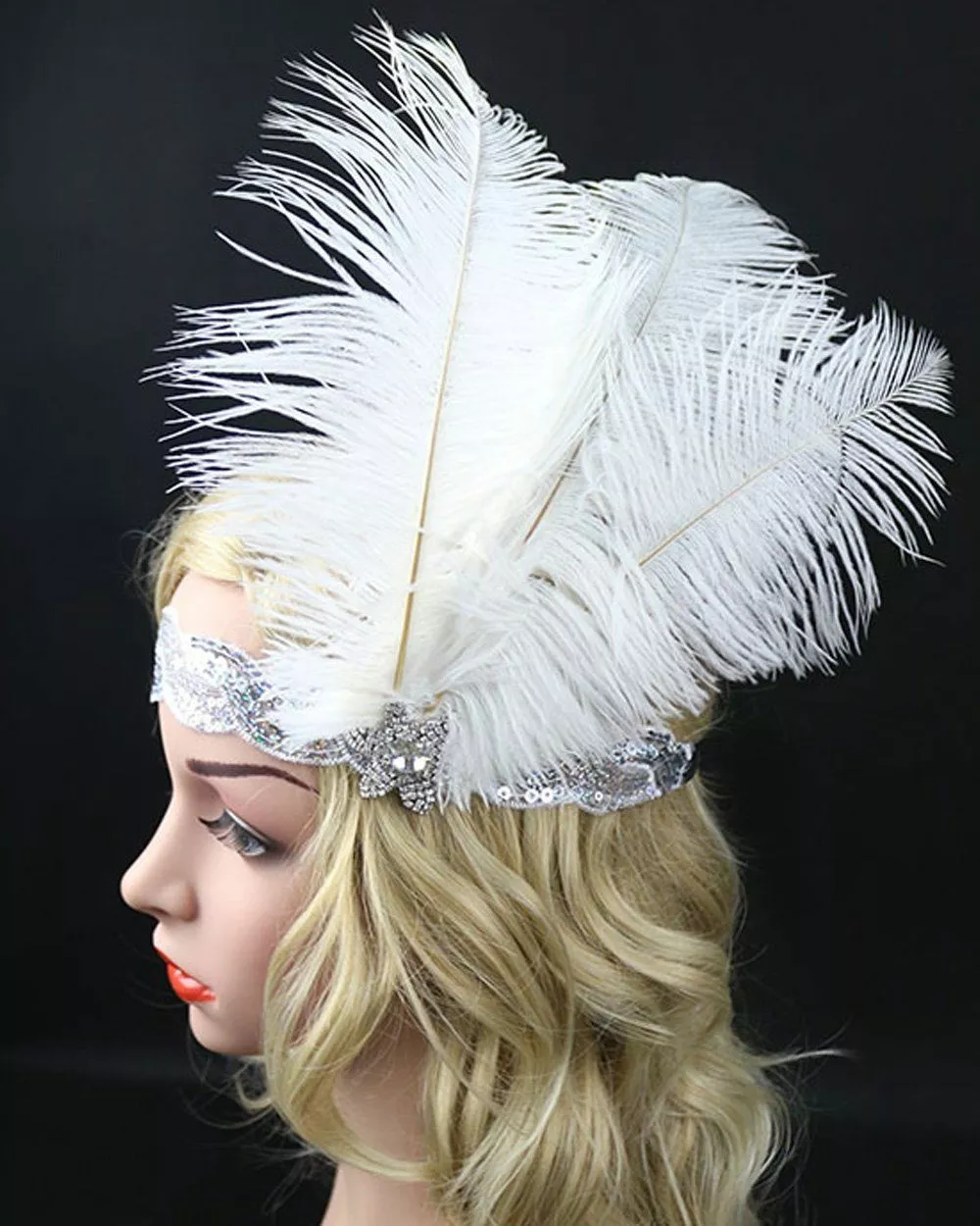 Silver Sequins 1920s Flapper Headpiece 4 Silver Sequins 1920s Flapper Headpiece - Image 2