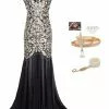 Black Gold Evening Dress Gatsby Womens Costume -Men's Costumes Sales k524 black gold 88