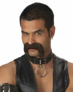Leather Daddy Brown Moustache -Men's Costumes Sales leather daddy moustache 1