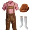 Brown Longer Pants Lederhosen Oktoberfest Mens Costume -Men's Costumes Sales lightredbrown oktoberfest costume