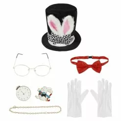 White Bunny Mad Hatter Accessory Set -Men's Costumes Sales mad hatter set with watch8