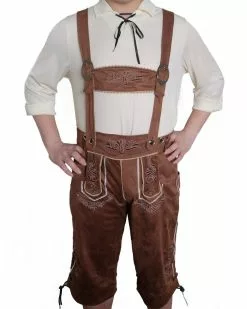 Complete Brown Suede Lederhosen Oktoberfest Mens Costume -Men's Costumes Sales mens long lederhosen brown costume 2