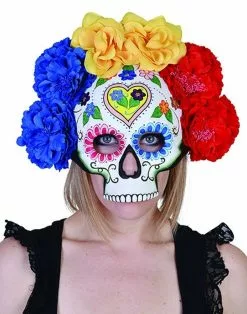 Sugar Skull Heart & Flowers Face Mask