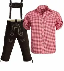 Dark Brown Red Shirt Longer Pants Oktoberfest Mens Costume -Men's Costumes Sales oktoberfest mens dark brown red shirt costume 02