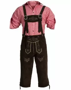 Dark Brown Red Shirt Longer Pants Oktoberfest Mens Costume -Men's Costumes Sales oktoberfest mens dark brown red shirt costume