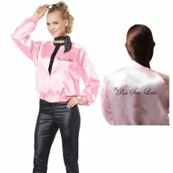 The Pink Satin Ladies Womens Jacket 8 The Pink Satin Ladies Womens Jacket -Men's Costumes Sales pink satin ladies jacket costume jd9e ad