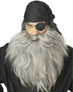 Deluxe Pirate Beard And Moustache - Grey Mens Costume Accessory -Men's Costumes Sales pirate beard grey