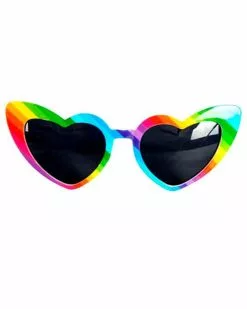 Bright Rainbow Hearts Costume Glasses