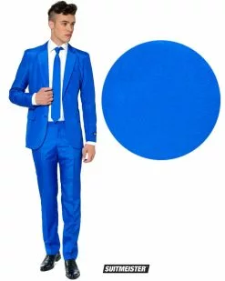 Suitmiester Solid Blue Mens Suit