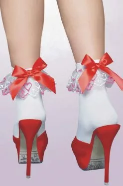 Cute White Socks With Red Bows