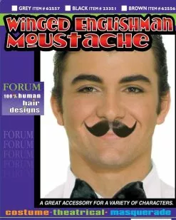 Winged English Man Moustache -Men's Costumes Sales winged english moustache grey